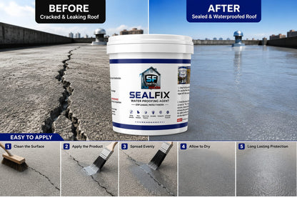 SealFix Waterproofing Agent – Transparent Anti-Leakage Waterproof Coating for Roof, Wall Seepage, Cracks, Marble & Concrete | Free Brush Included