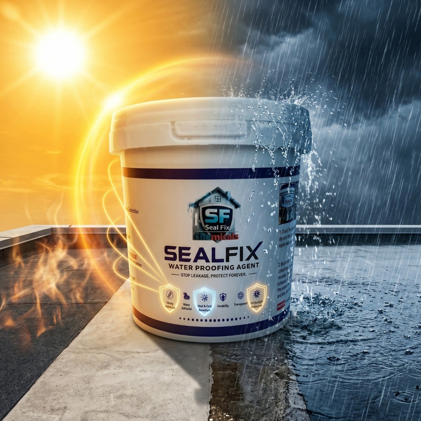 SealFix Waterproofing Agent – Transparent Anti-Leakage Waterproof Coating for Roof, Wall Seepage, Cracks, Marble & Concrete | Free Brush Included