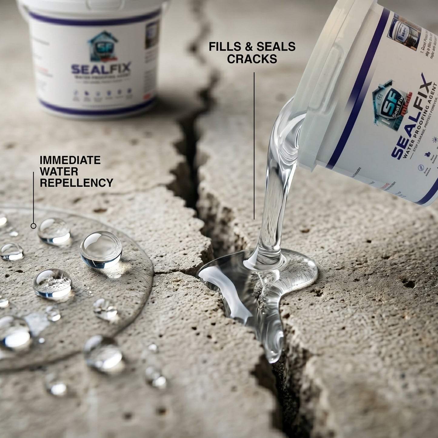 SealFix Waterproofing Agent – Transparent Anti-Leakage Waterproof Coating for Roof, Wall Seepage, Cracks, Marble & Concrete | Free Brush Included