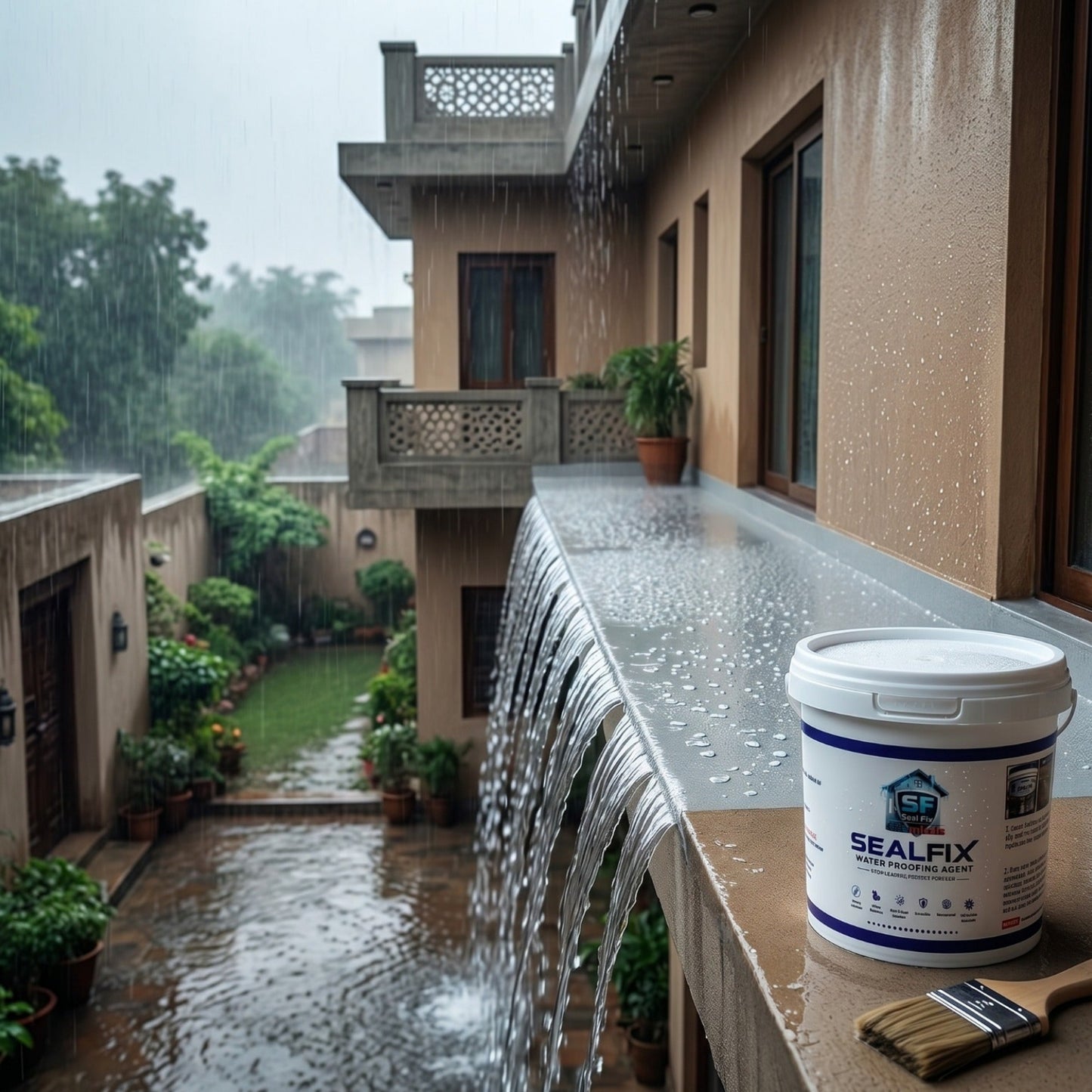 SealFix Waterproofing Agent – Transparent Anti-Leakage Waterproof Coating for Roof, Wall Seepage, Cracks, Marble & Concrete | Free Brush Included